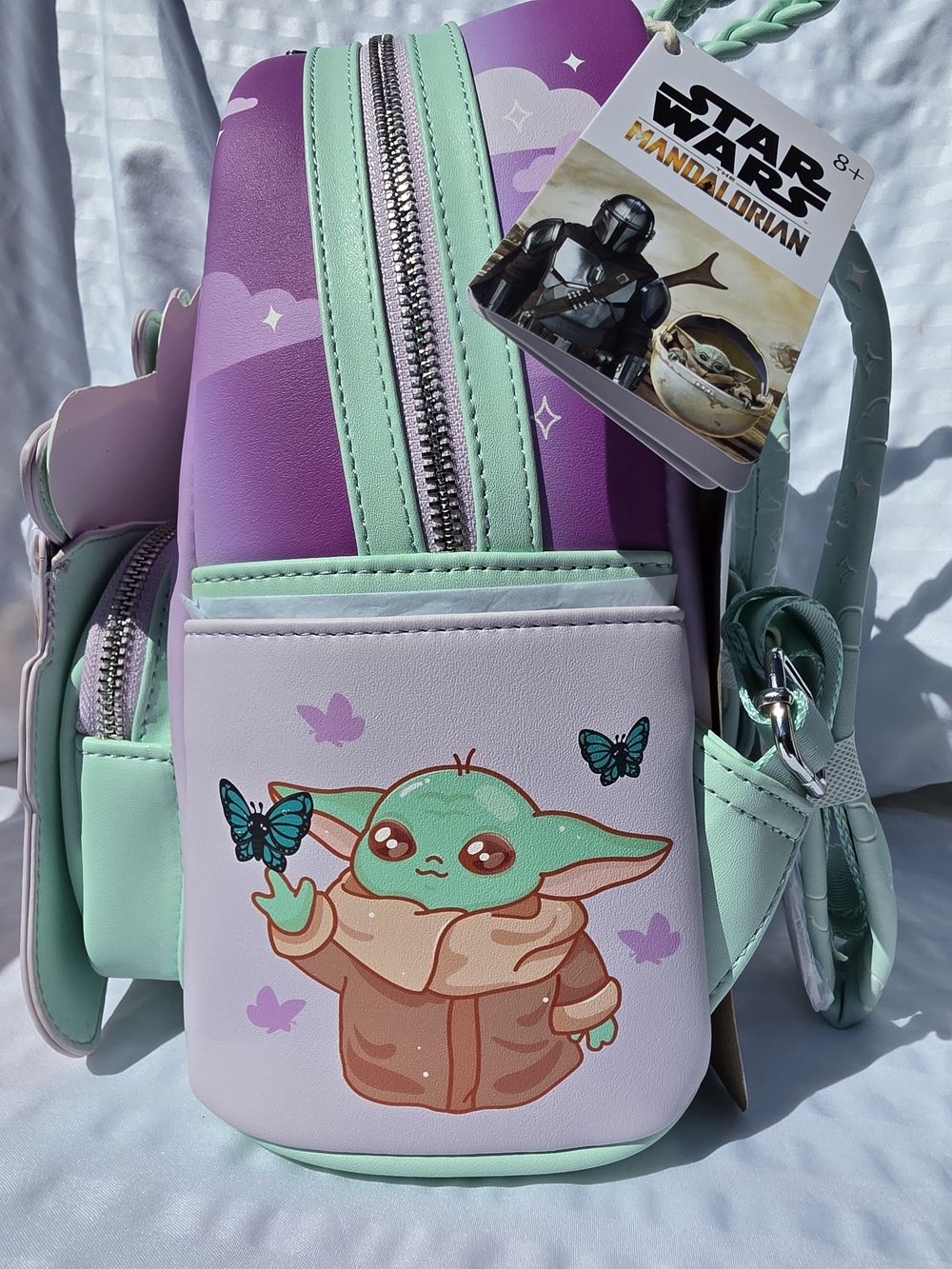 NWT Star Wars The Mandalorian Grogu Butterfly Loungefly Backpack - Picture 3 of 9